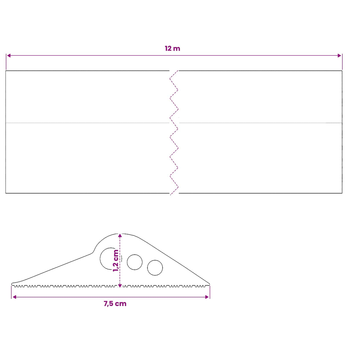 Garage Floor Seal Black 75 x 12 mm 12 m EPDM Rubber