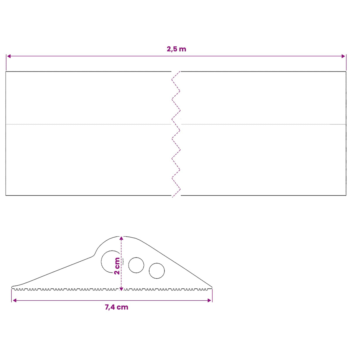 Garage Floor Seal Black 74 x 20 mm 2.5 m EPDM Rubber