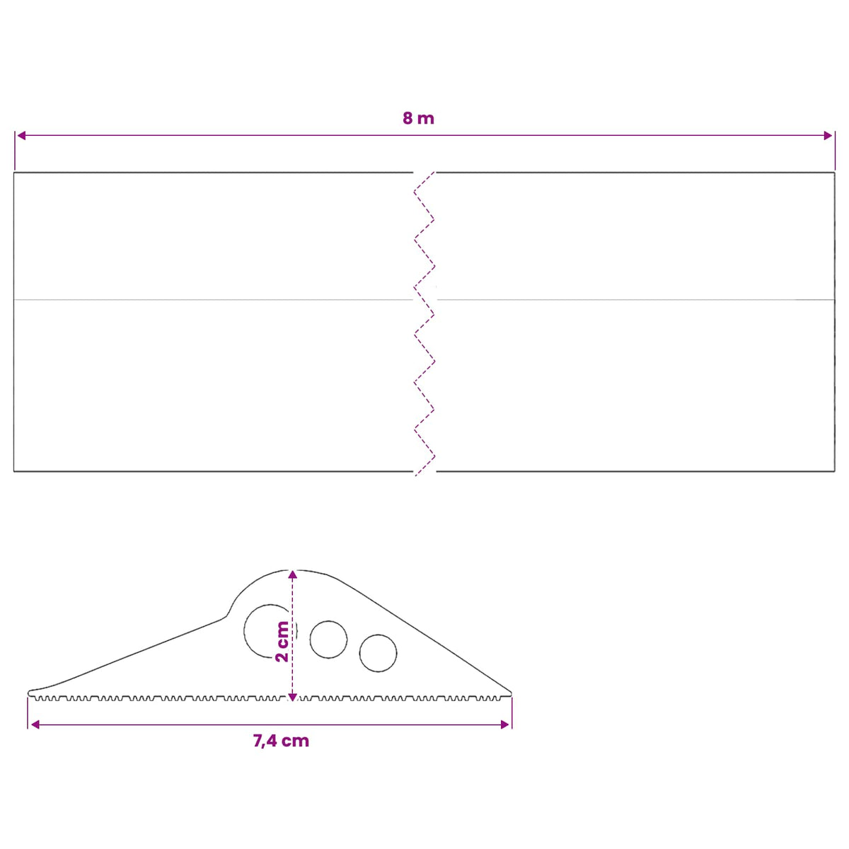 Garage Floor Seal Black 74 x 20 mm 8 m EPDM Rubber