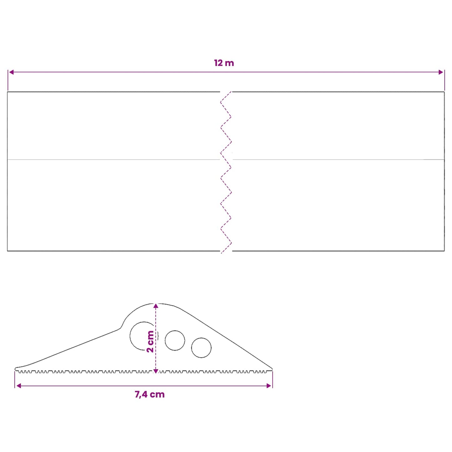 Garage Floor Seal Black 74 x 20 mm 12 m EPDM Rubber