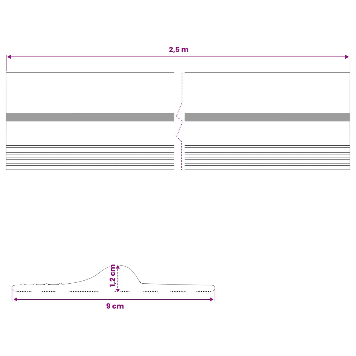 Garage Floor Seal Black and Yellow 12 x 90 mm 2.5 m PVC