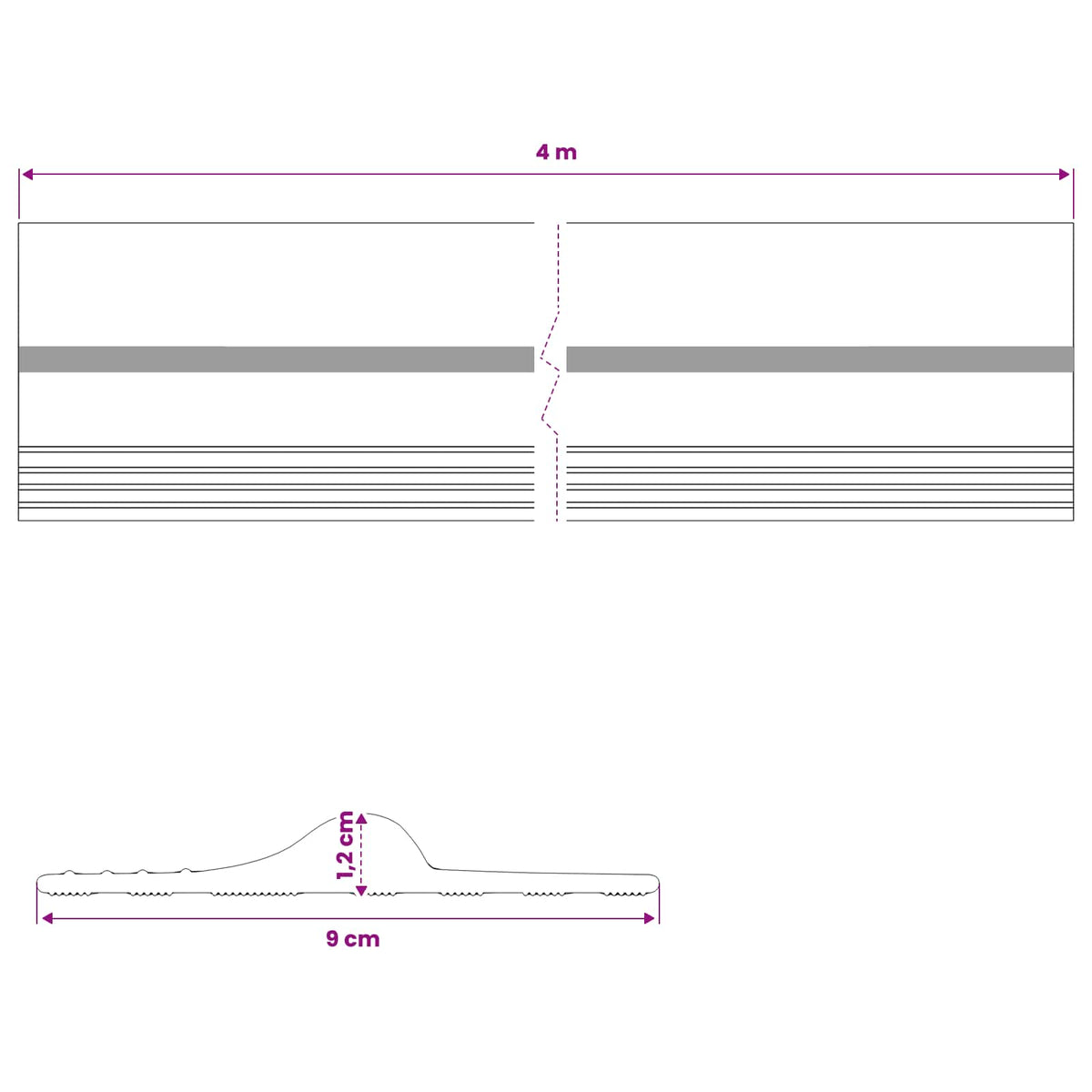Garage Floor Seal Black and Yellow 12 x 90 mm 4 m PVC