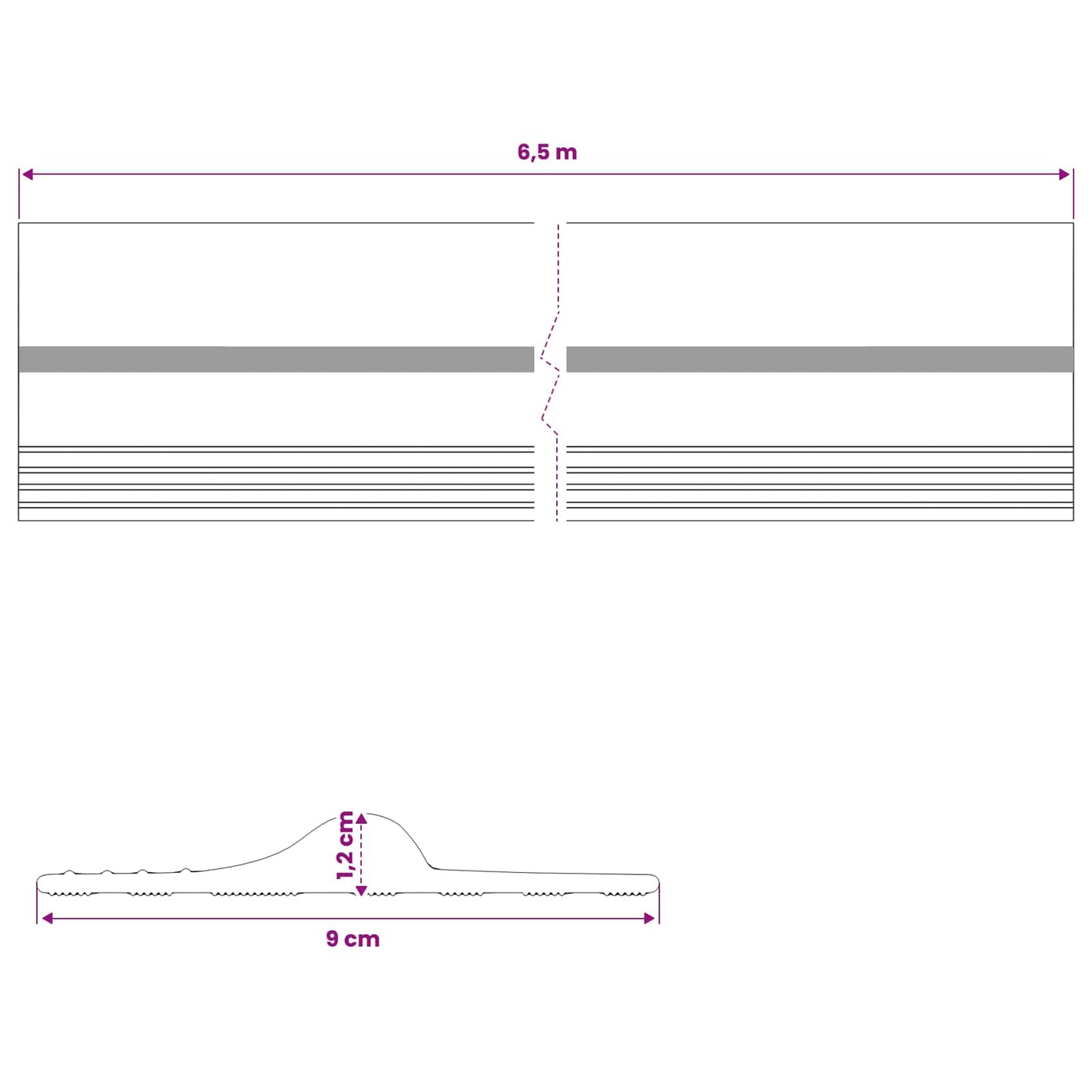 Garage Floor Seal Black and Yellow 12 x 90 mm 6.5 m PVC