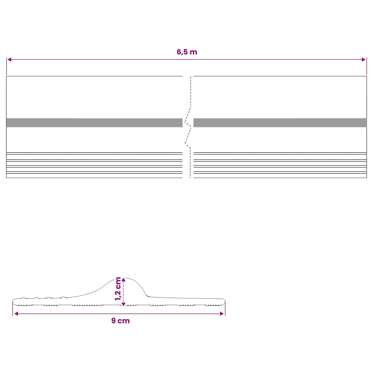 Garage Floor Seal Black and Yellow 12 x 90 mm 6.5 m PVC