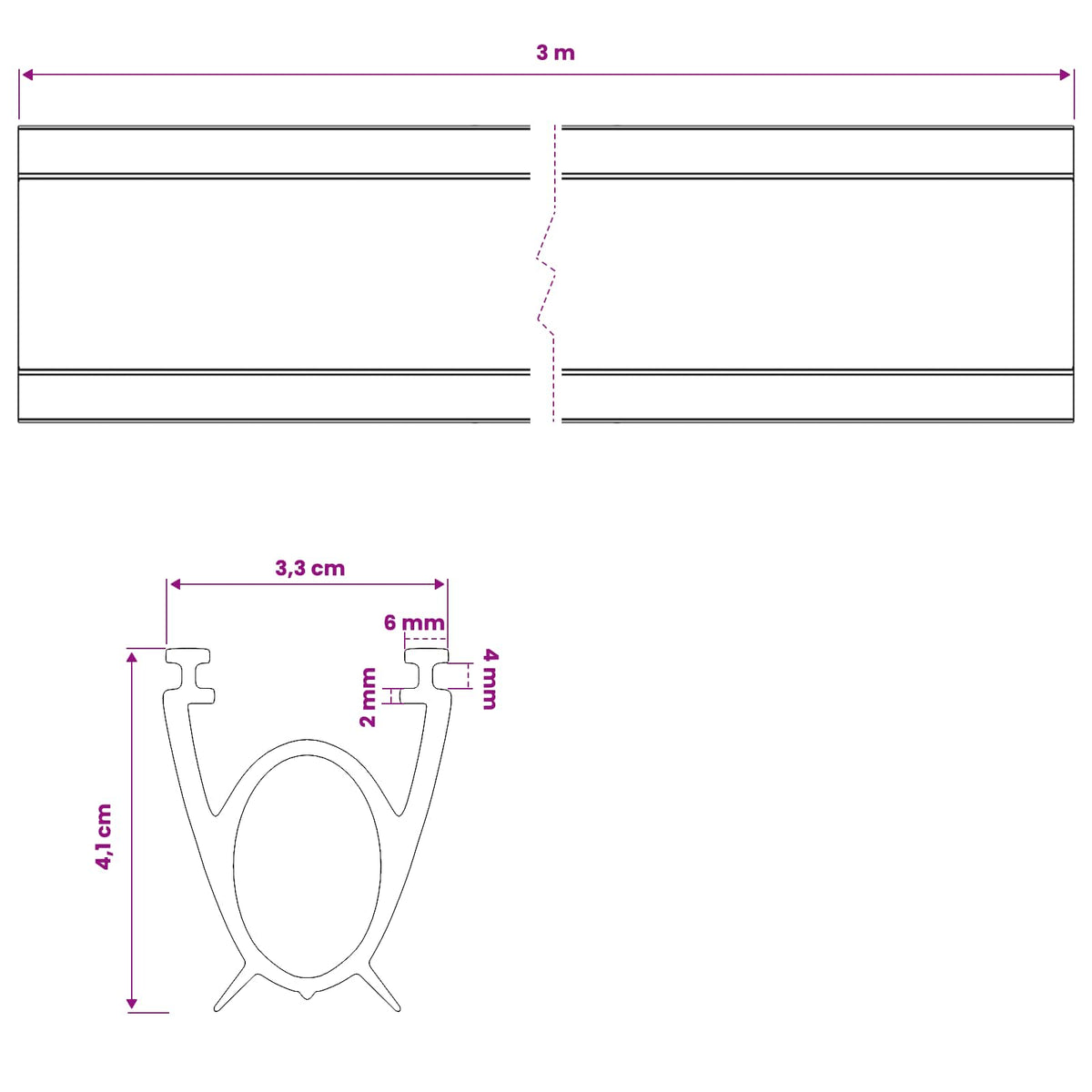 Garage Door Seal Black 41 x 33 mm 3 m PVC