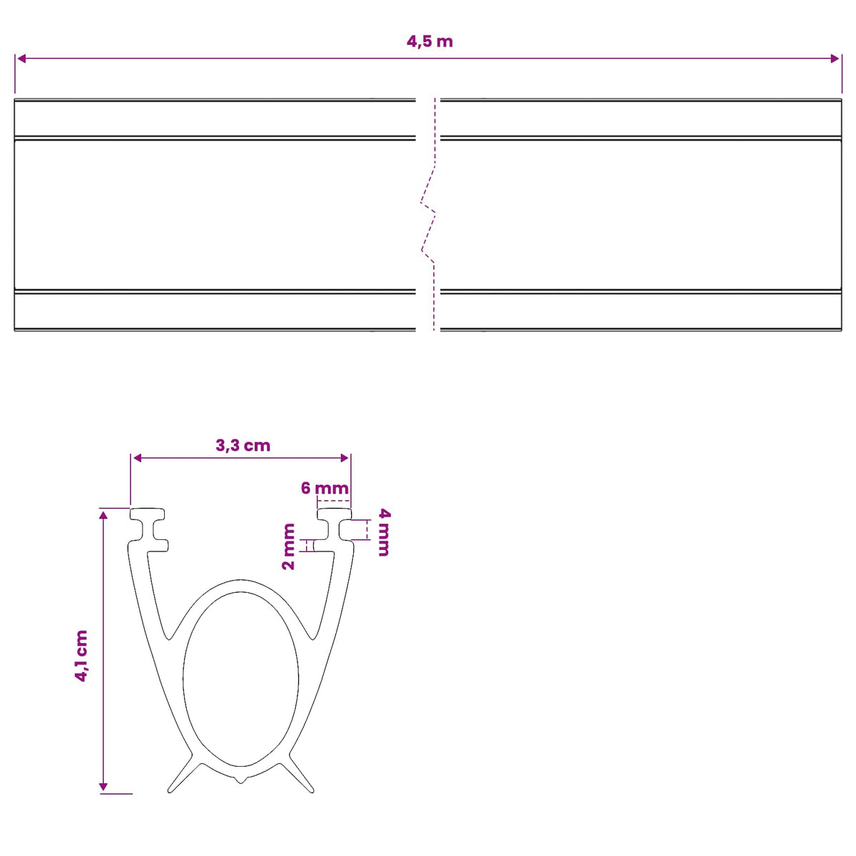 Garage Door Seal Black 41 x 33 mm 4.5 m PVC