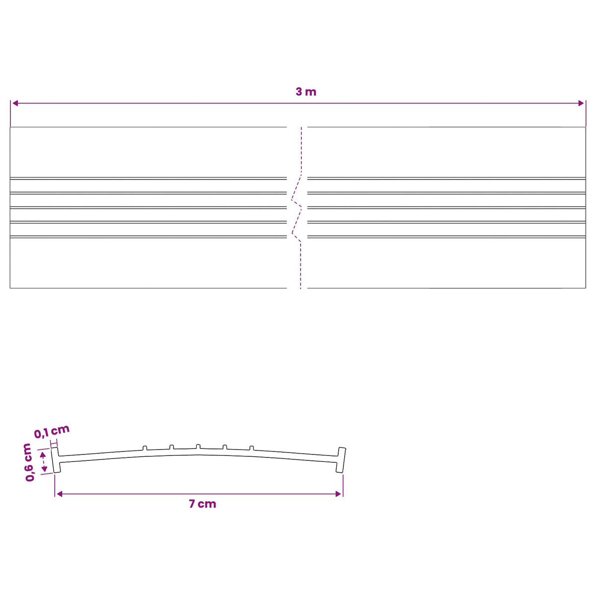 Garage Door Seal Black 70 x 6 mm 3 m PVC