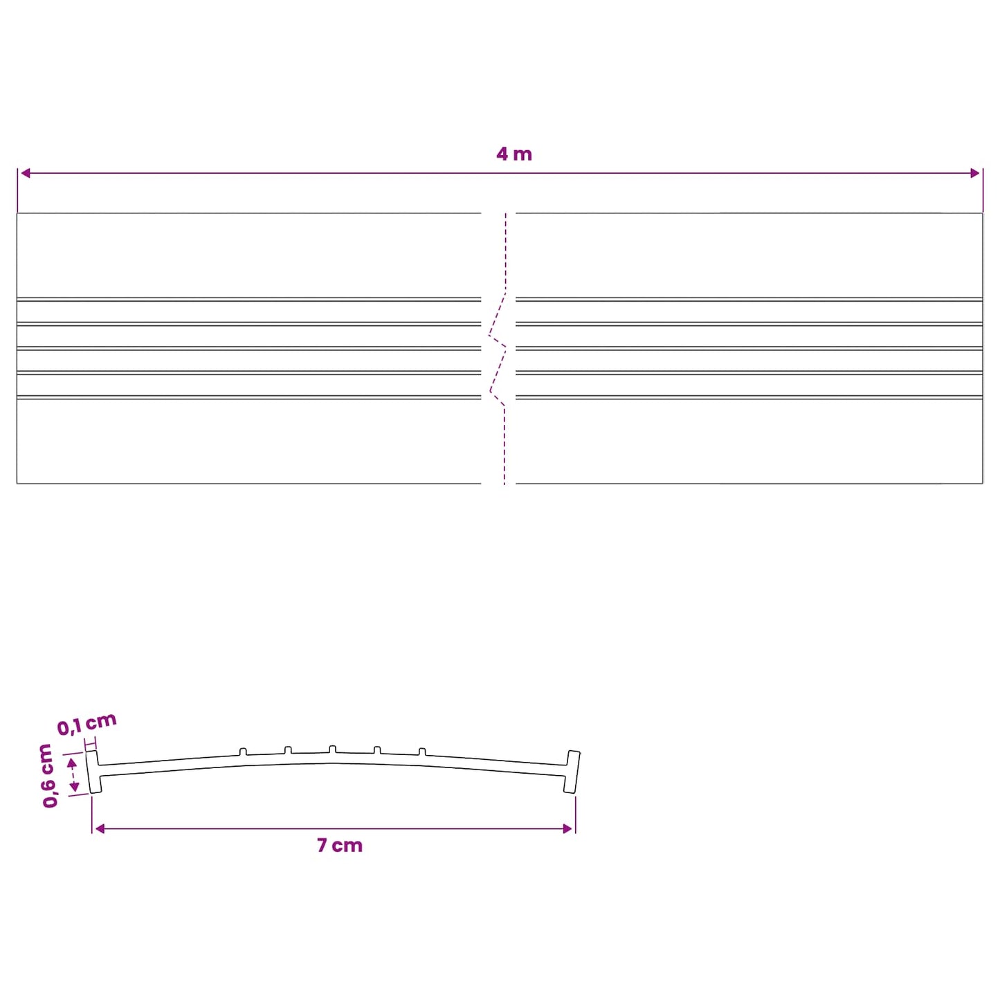 Garage Door Seal Black 70 x 6 mm 4 m PVC