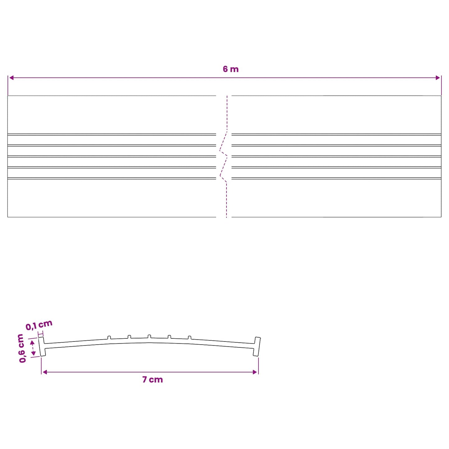 Garage Door Seal Black 70 x 6 mm 6 m PVC