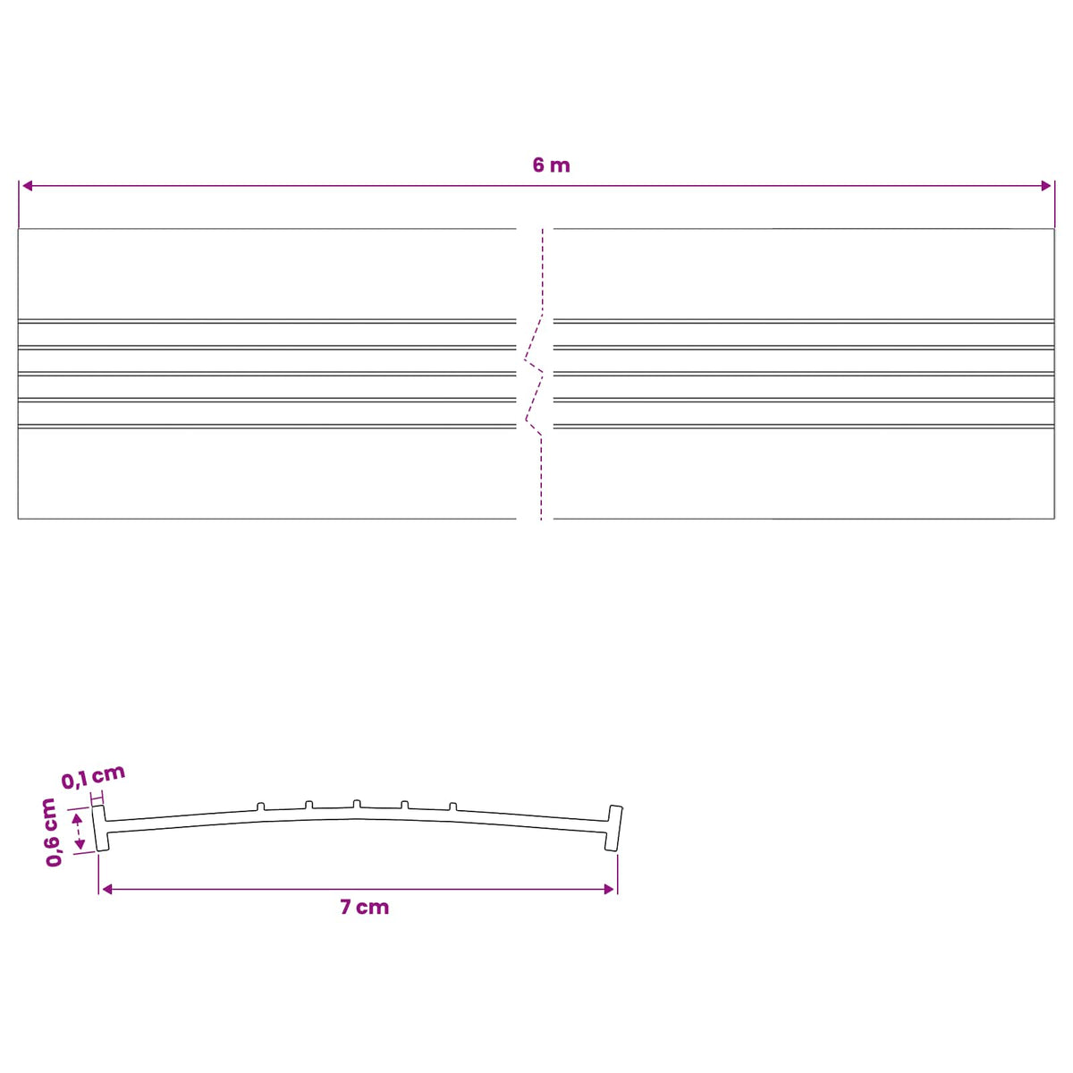 Garage Door Seal Black 70 x 6 mm 6 m PVC