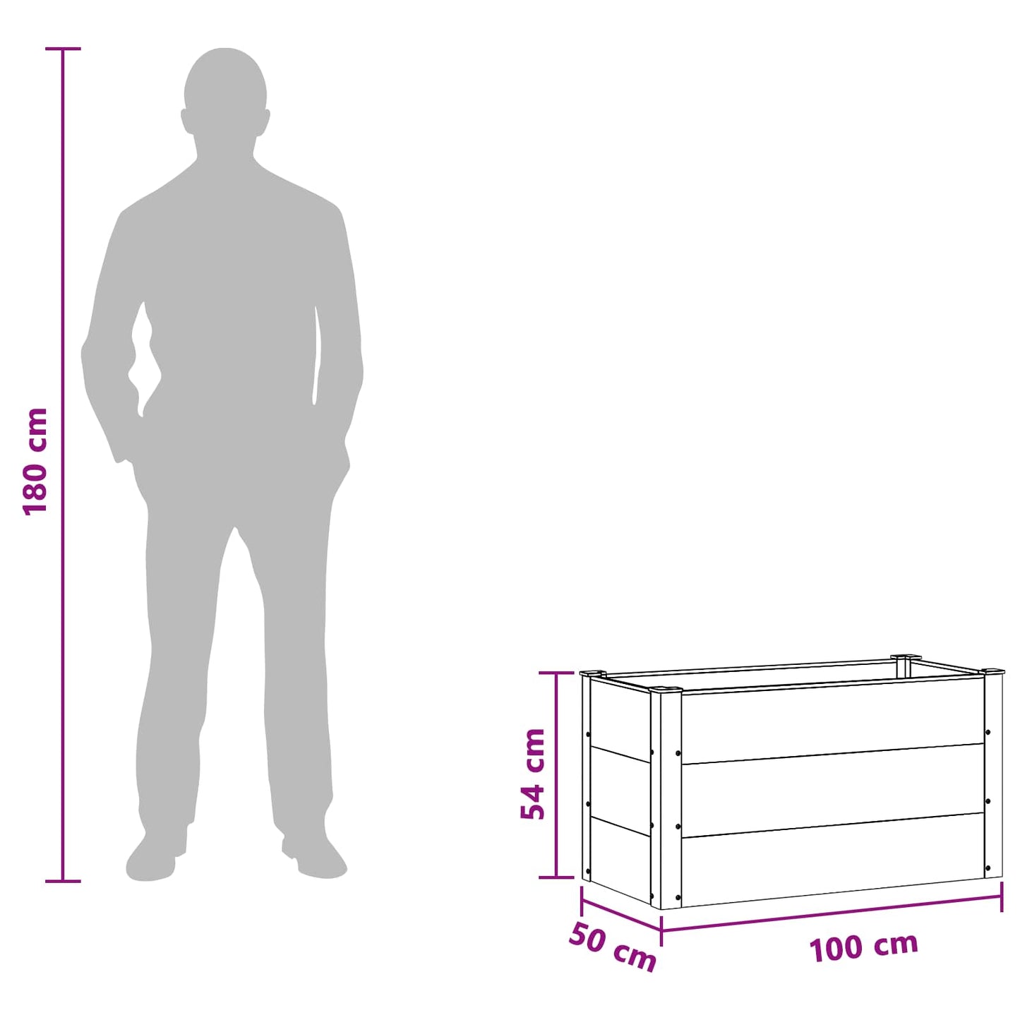Garden Raised Bed Black 100 x 50 x 54 cm WPC and Aluminium