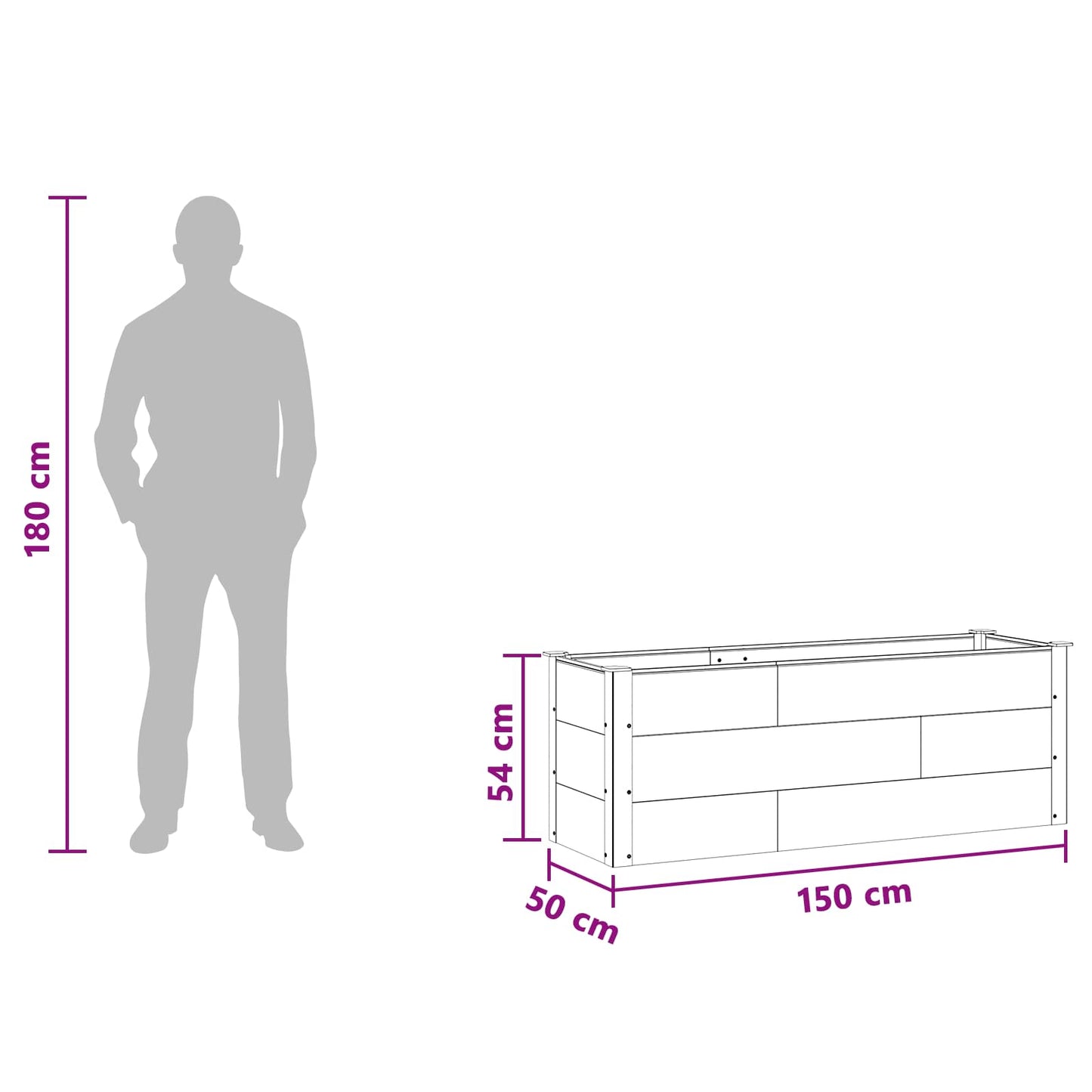 Garden Raised Bed Black 150 x 50 x 54 cm WPC and Aluminium