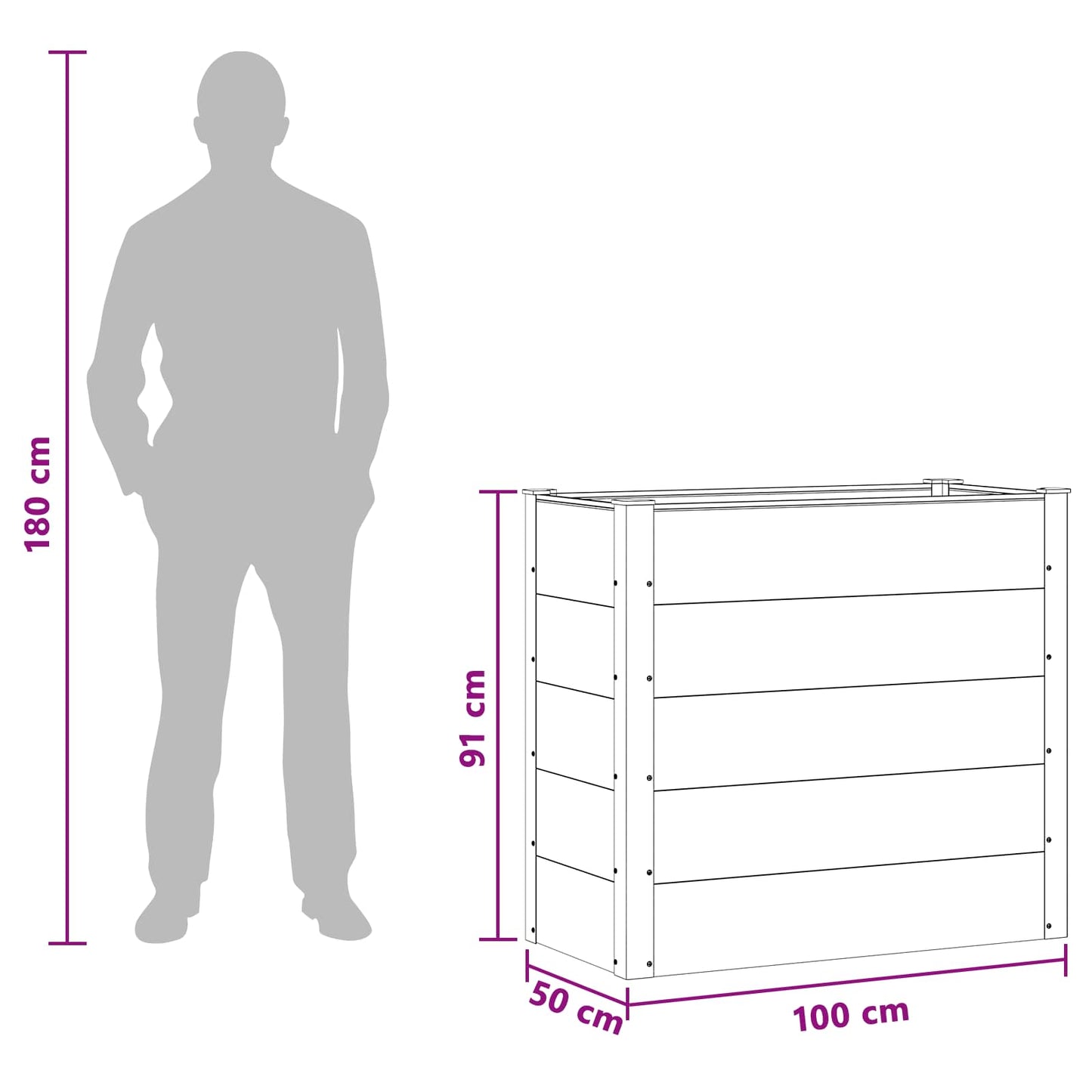 Garden Raised Bed Brown 100 x 50 x 91 cm WPC and Aluminium