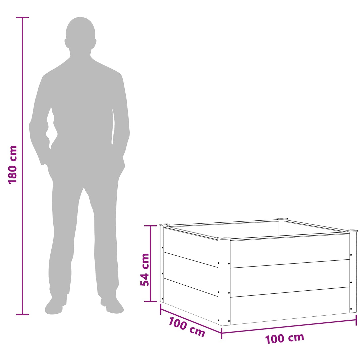 Garden Raised Bed Brown 100 x 100 x 54 cm WPC and Aluminium