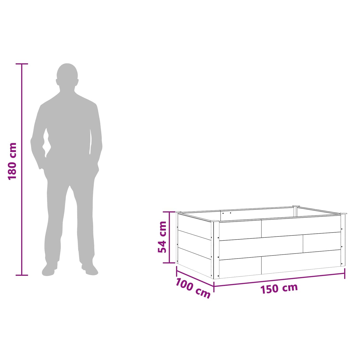 Garden Raised Bed Brown 150 x 100 x 54 cm WPC and Aluminium