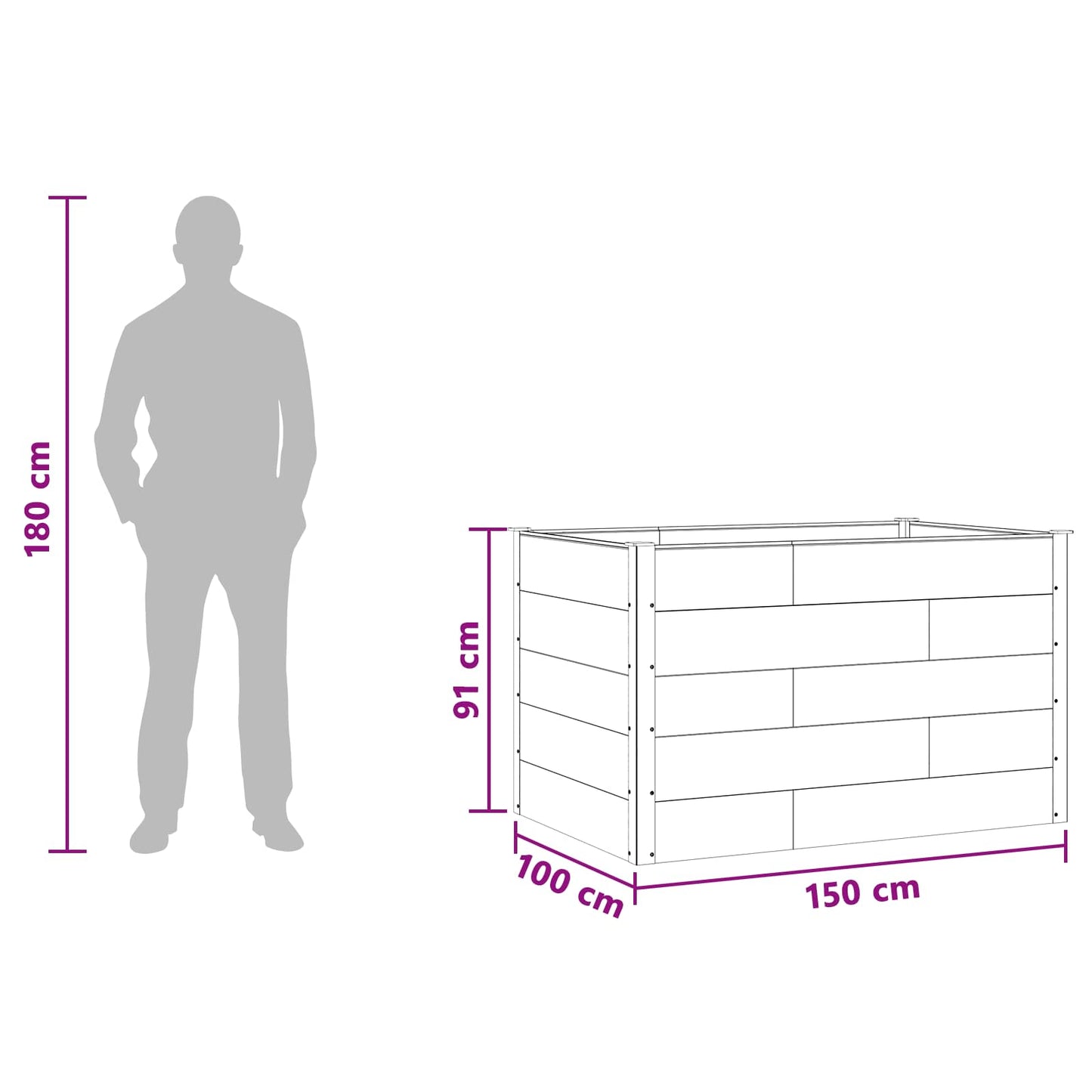 Garden Raised Bed Brown 150 x 100 x 91 cm WPC and Aluminium