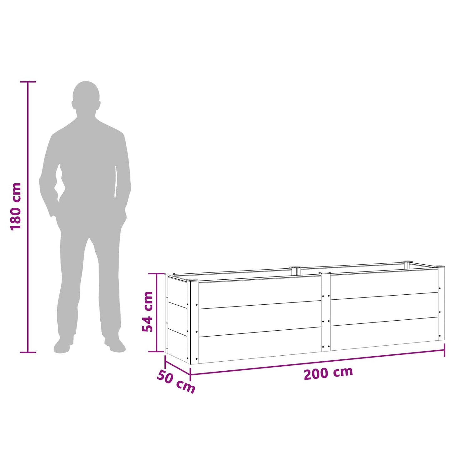 Garden Raised Bed Brown 200 x 50 x 54 cm WPC and Aluminium