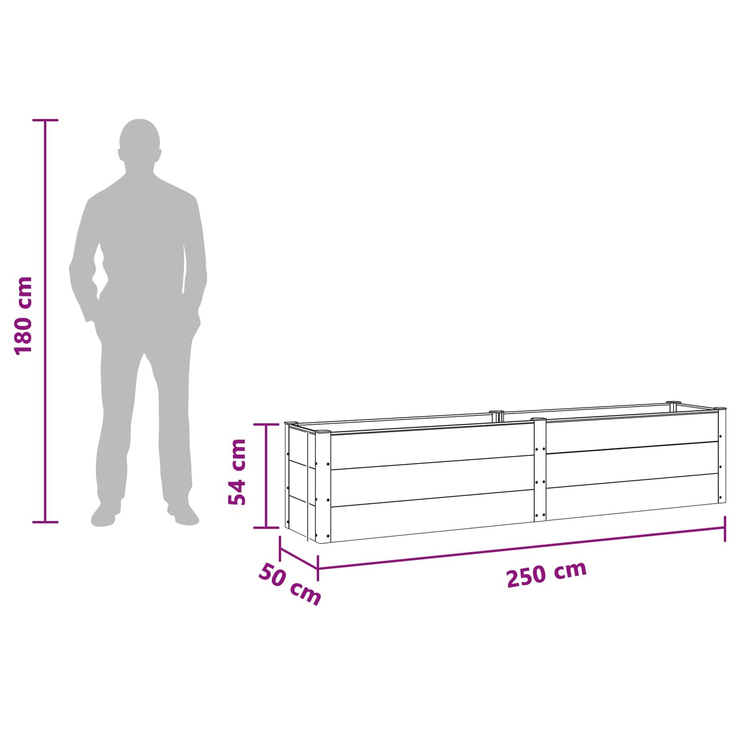 Garden Raised Bed Brown 250 x 50 x 54 cm WPC and Aluminium