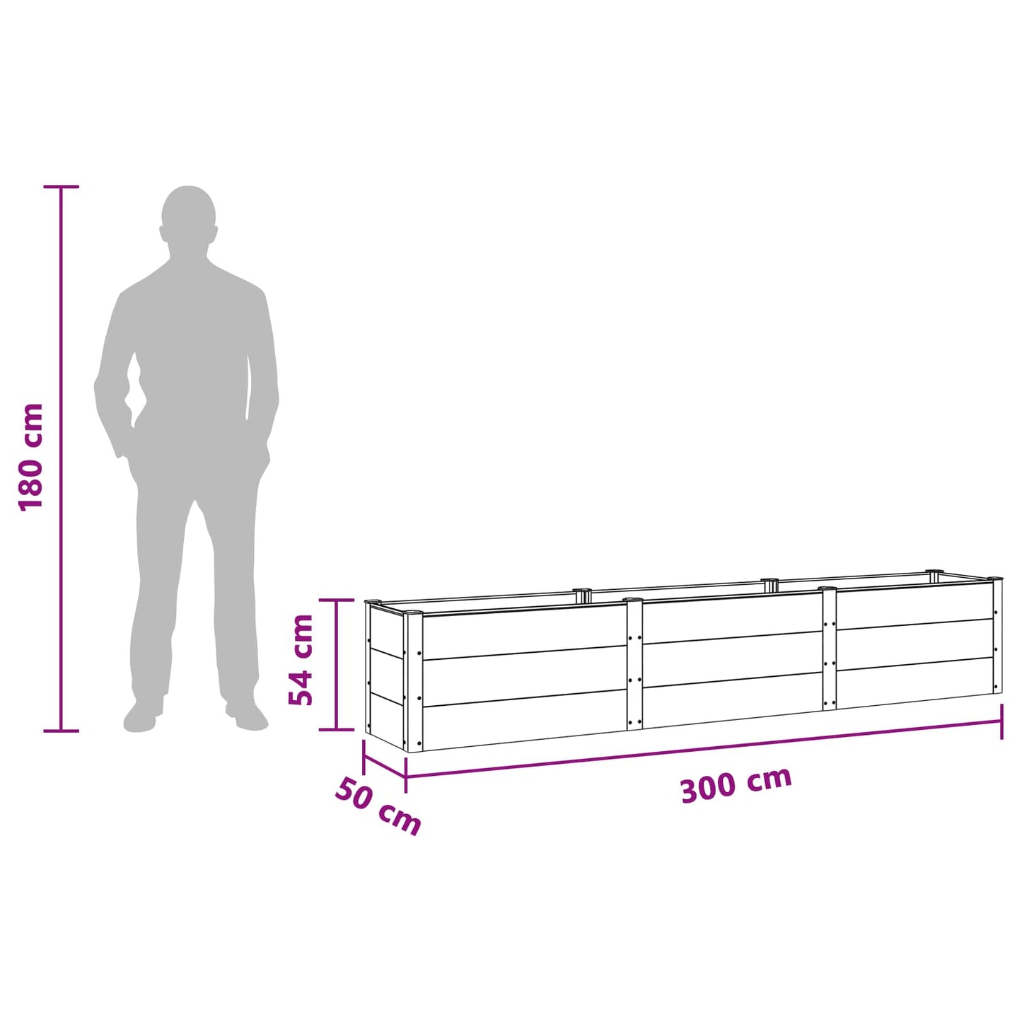 Garden Raised Bed Brown 300 x 50 x 54 cm WPC and Aluminium