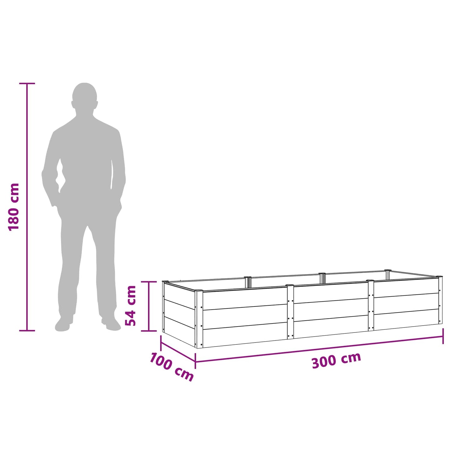 Garden Raised Bed Brown 300 x 100 x 54 cm WPC and Aluminium