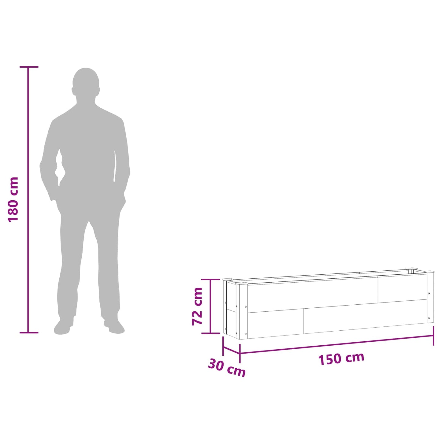 Garden Raised Bed Brown 150 x 30 x 36 cm WPC and Aluminium
