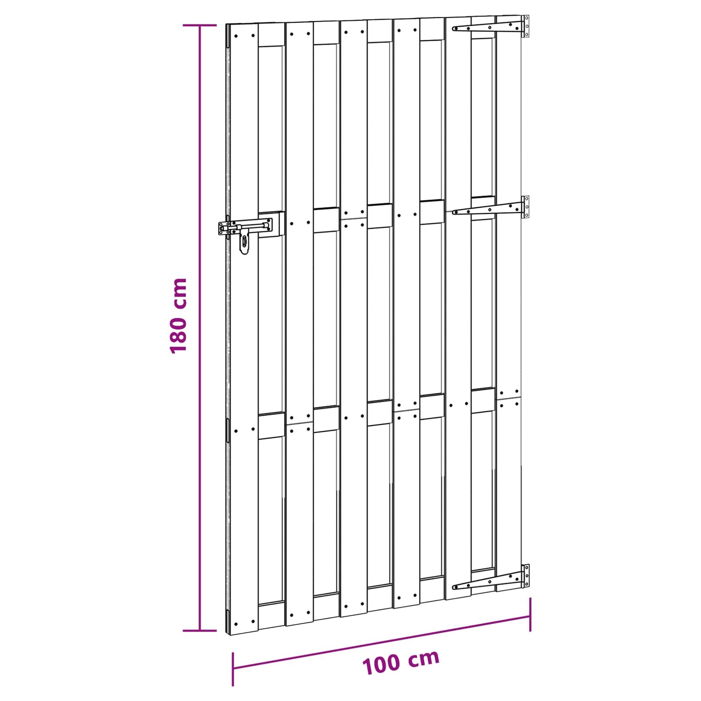 Garden Gate 100 x 180 cm WPC and Aluminium Black