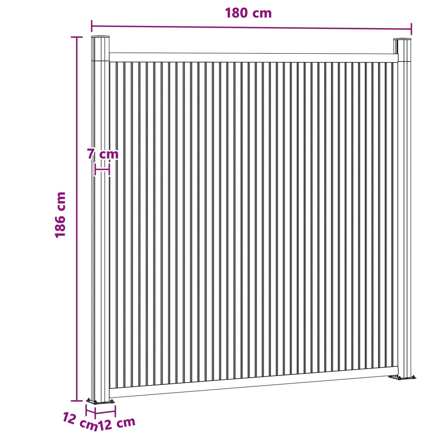 Fence Panel WPC and Aluminium Black