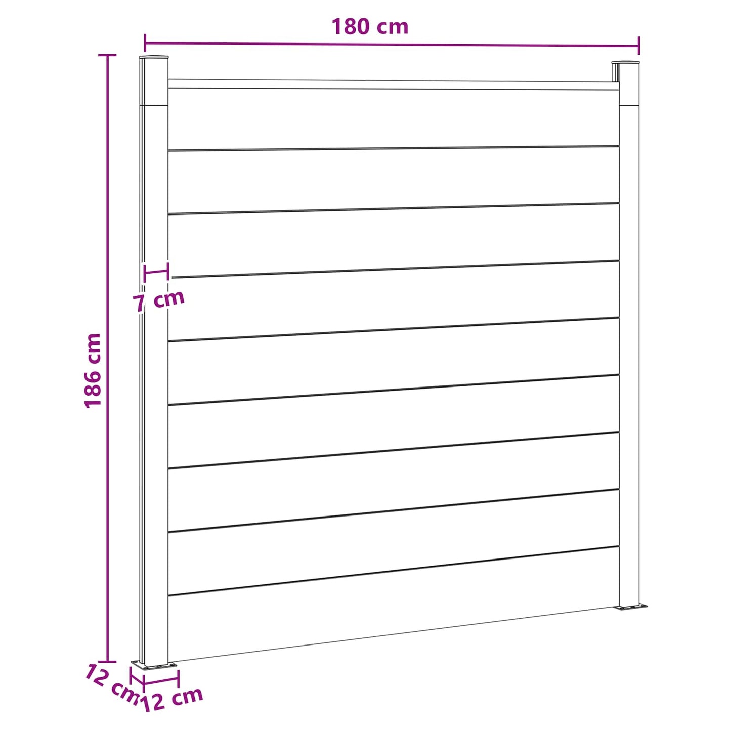Fence Set 180 x 186 cm WPC and Aluminium Grey