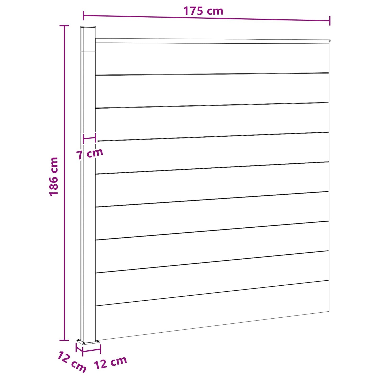 Fence Set 175 x 186 cm WPC and Aluminium Grey