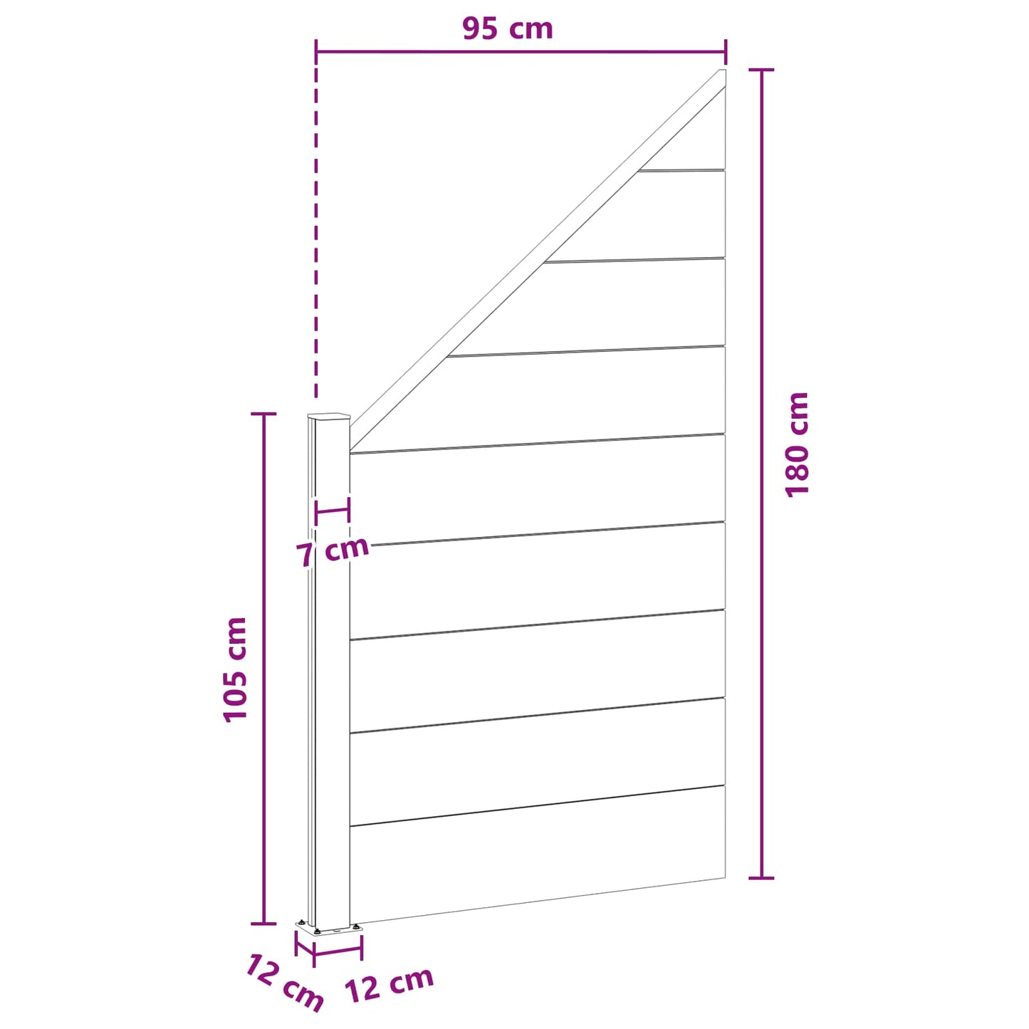 Fence Set 95 x 180 cm WPC and Aluminium Grey