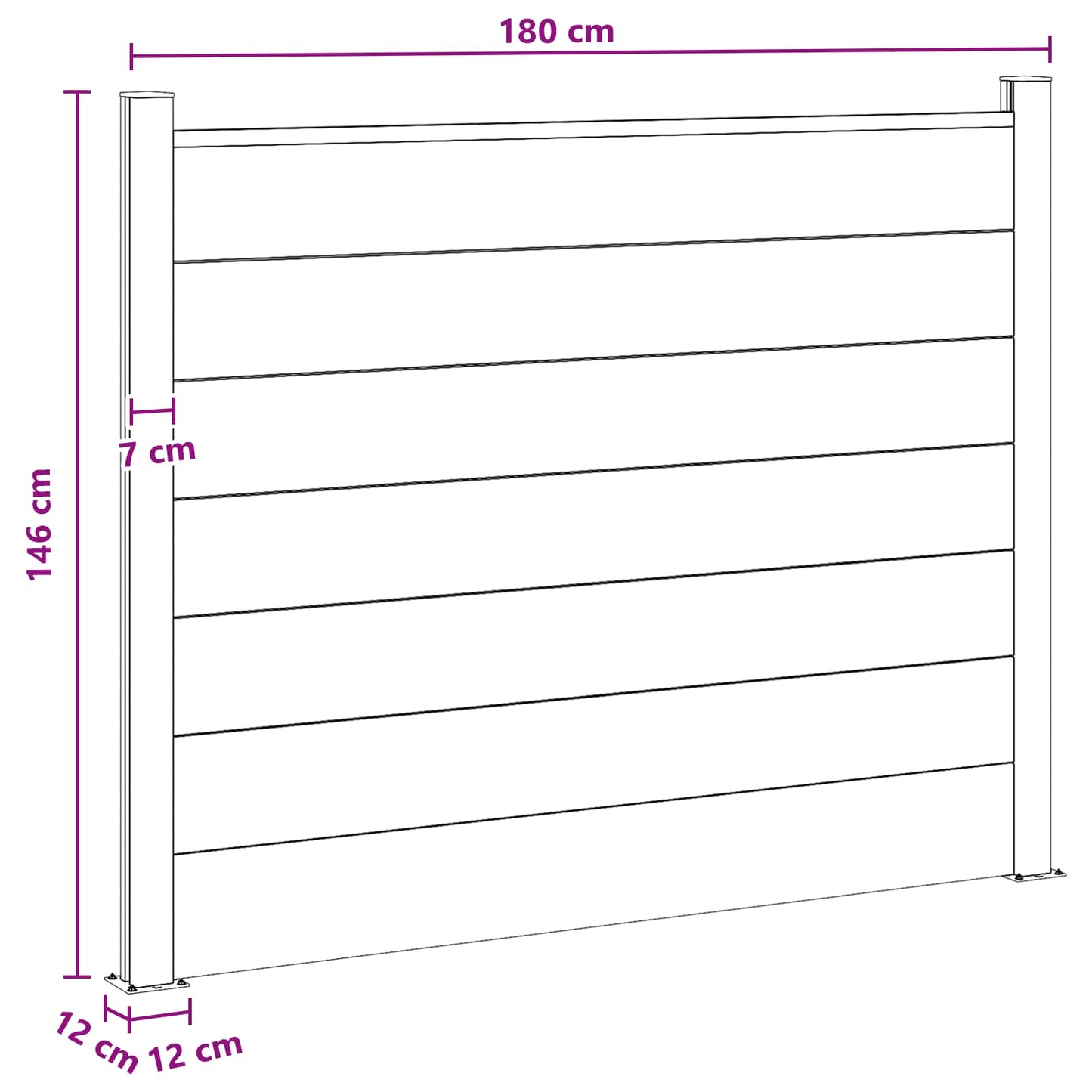 Fence Panel WPC and Aluminium Black