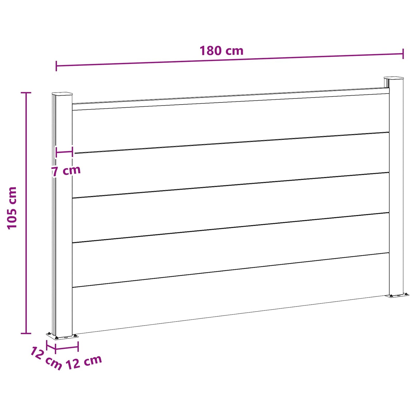 Fence Set 180 x 105 cm WPC and Aluminium Grey
