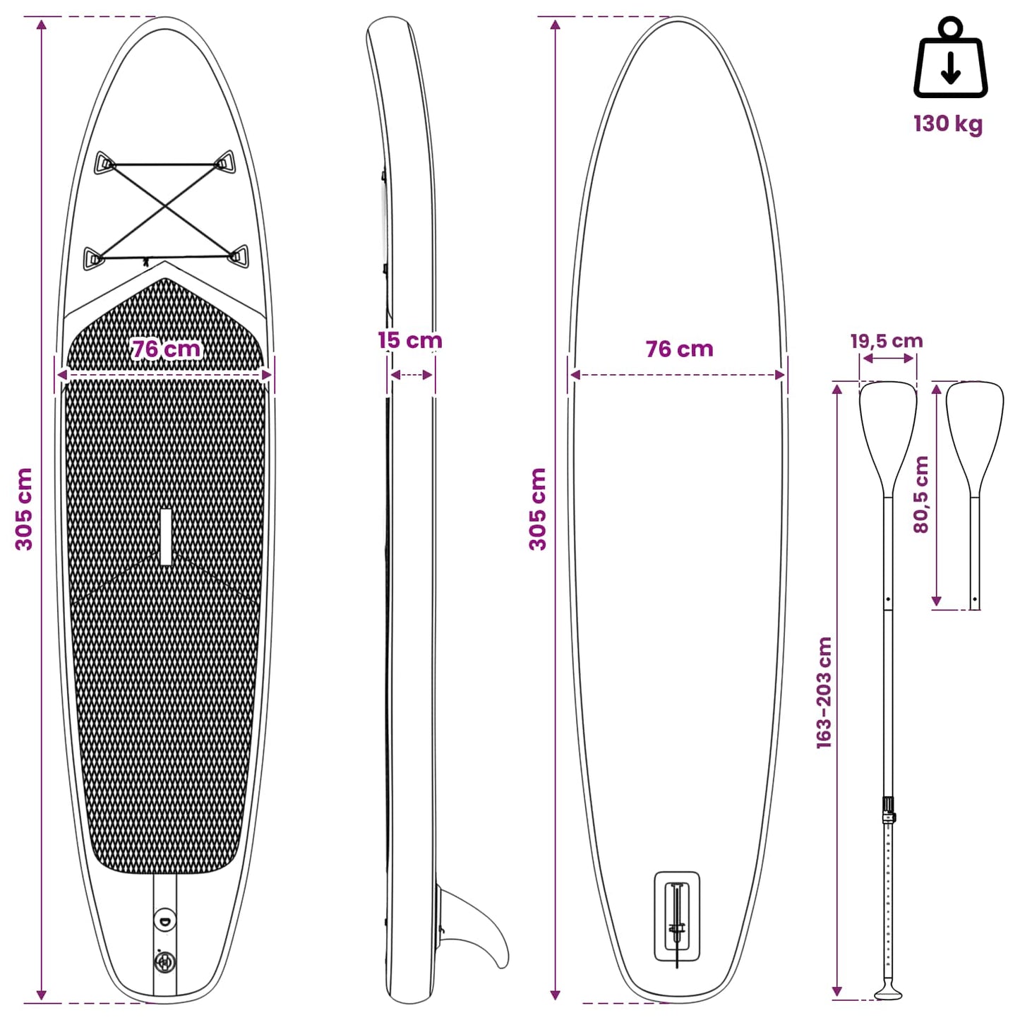 SUP Board with Seat 2-in-1 TRITON 305 x 76 x 15 cm Blue
