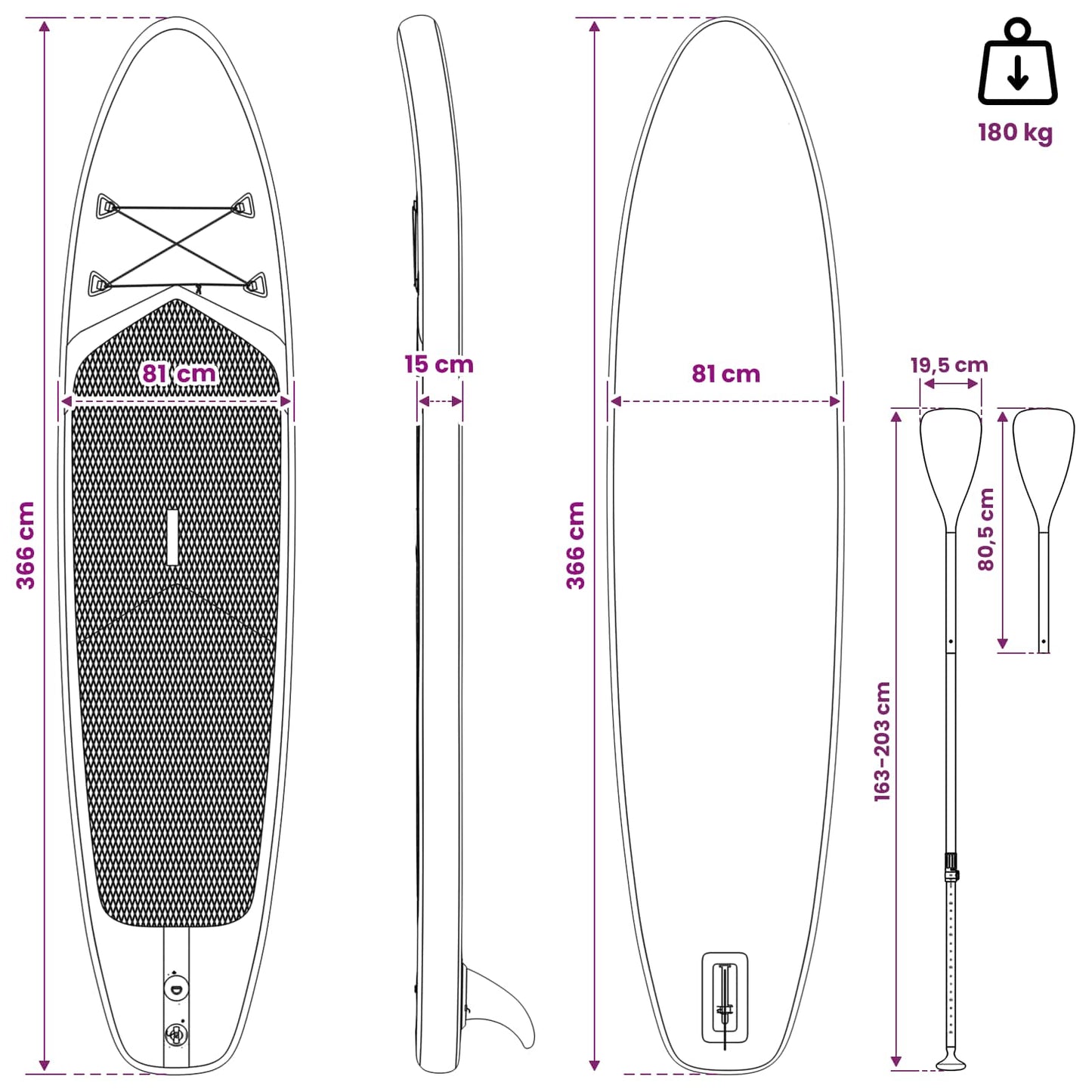 SUP Board with Seat 2-in-1 TRITON 366 x 81 x 15 cm Blue for