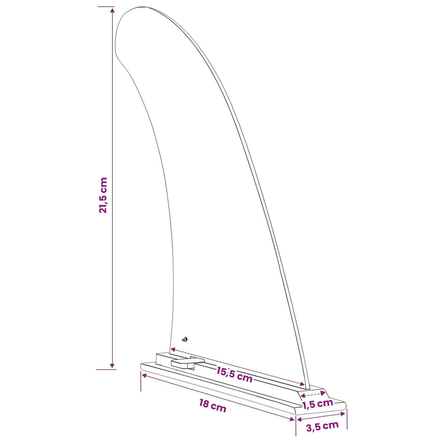 SUP Fin 3.5 x 18 x 21.5 cm Nylon Black