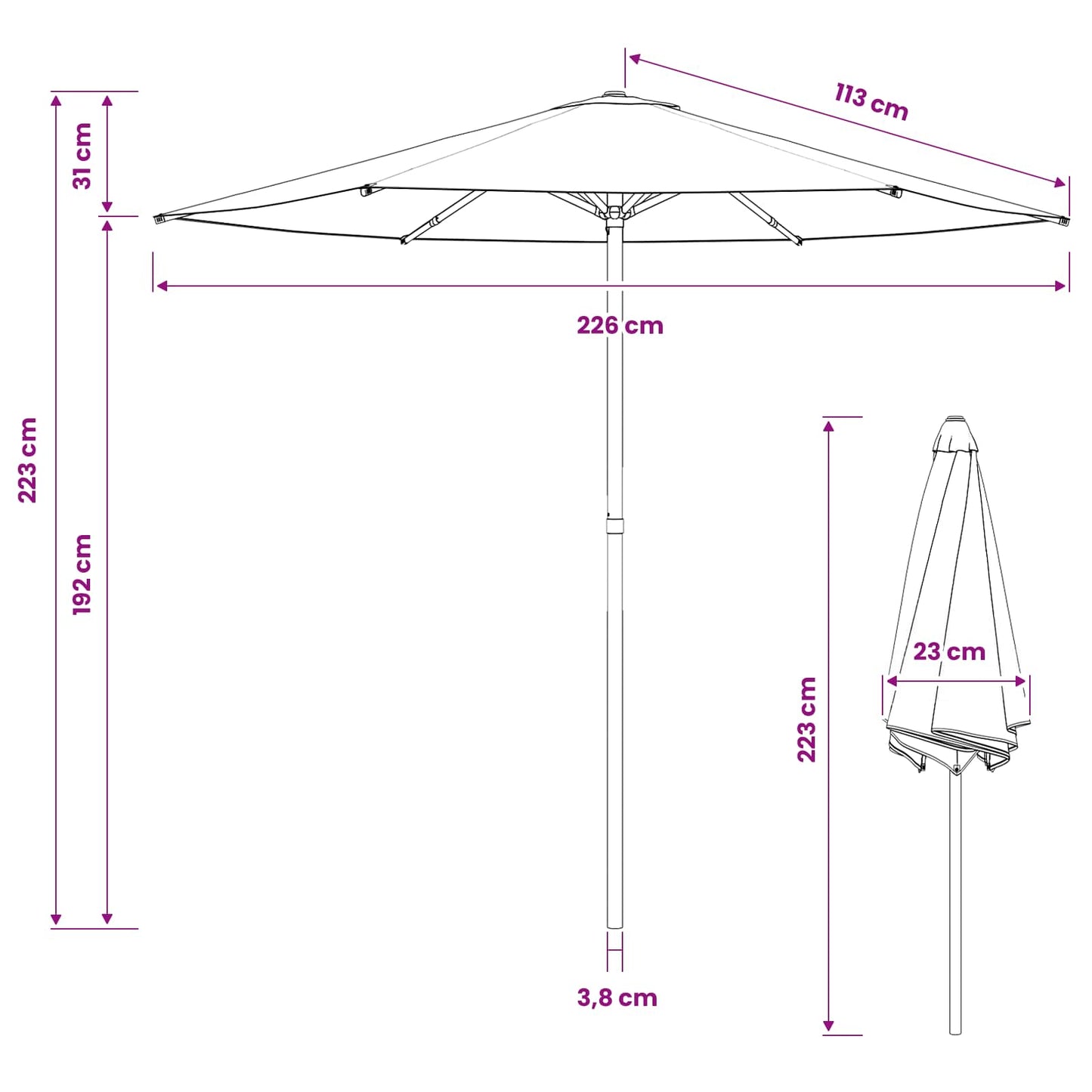 Garden Parasol 230 x 230 cm Polyester Rectangular Taupe