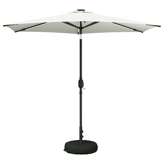 Garden Parasol with LED Lights and Base 270 x 270 cm Polyester