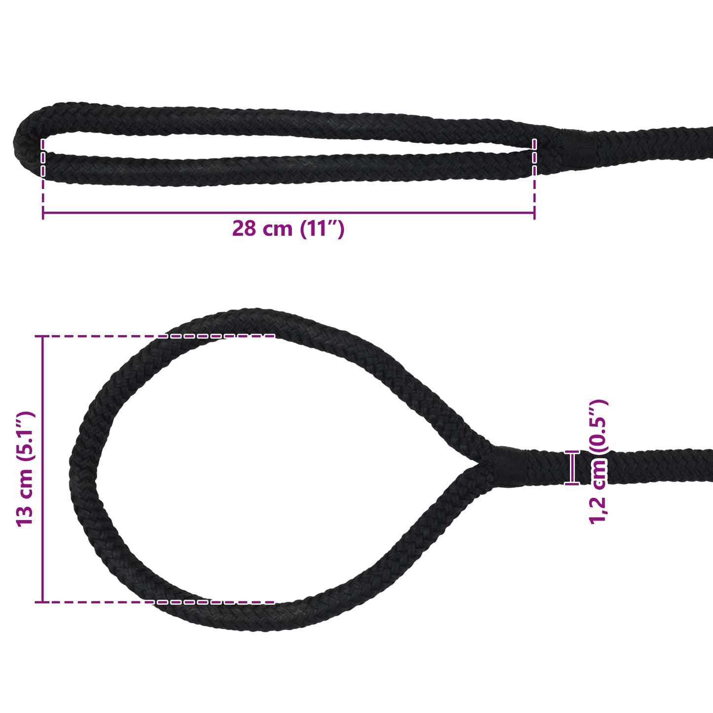 Boat Rope 12 mm 6 m Black Polyester
