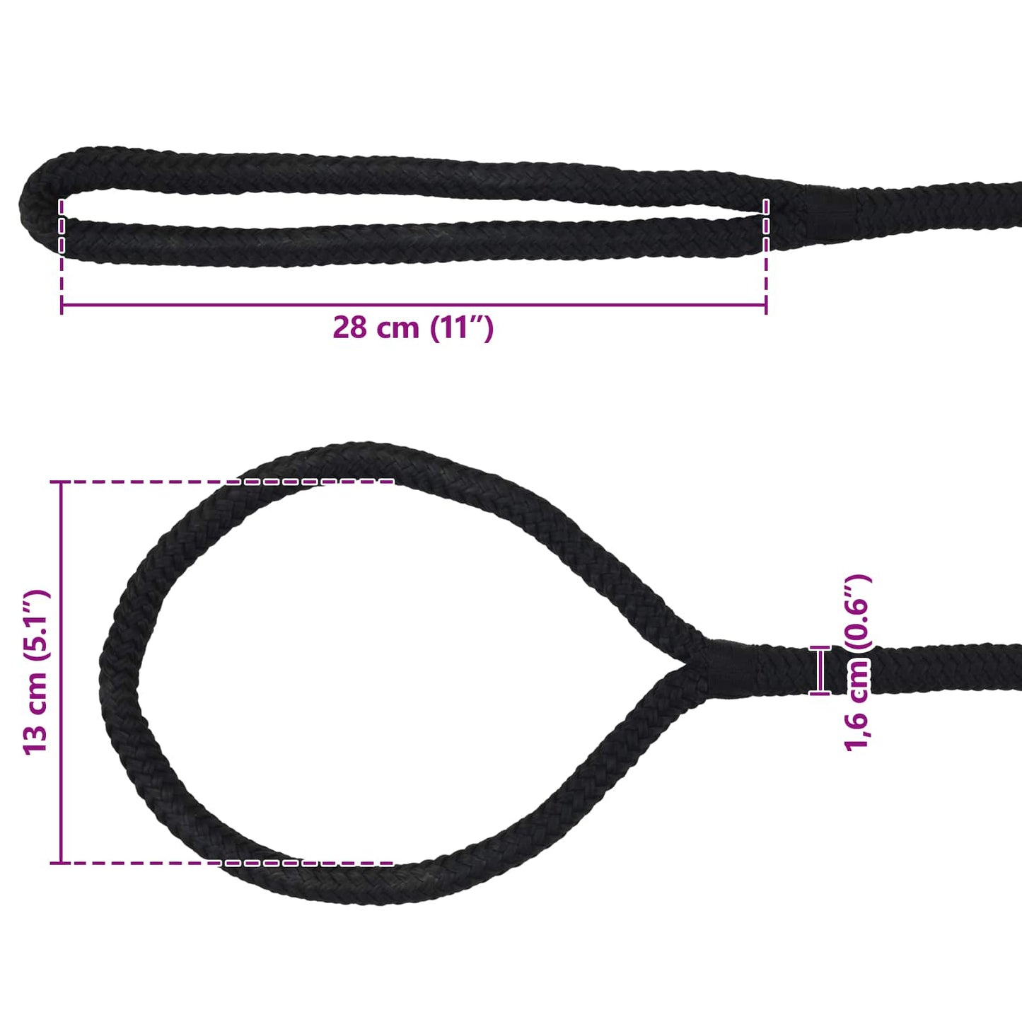 Boat Rope 16 mm 9 m Black Polyester