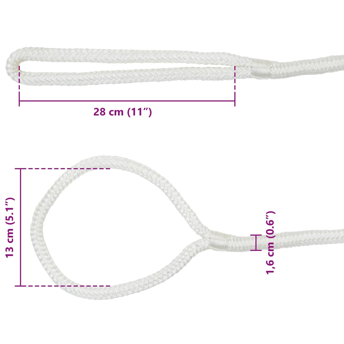 Boat Rope 16 mm 6 m White Polyester