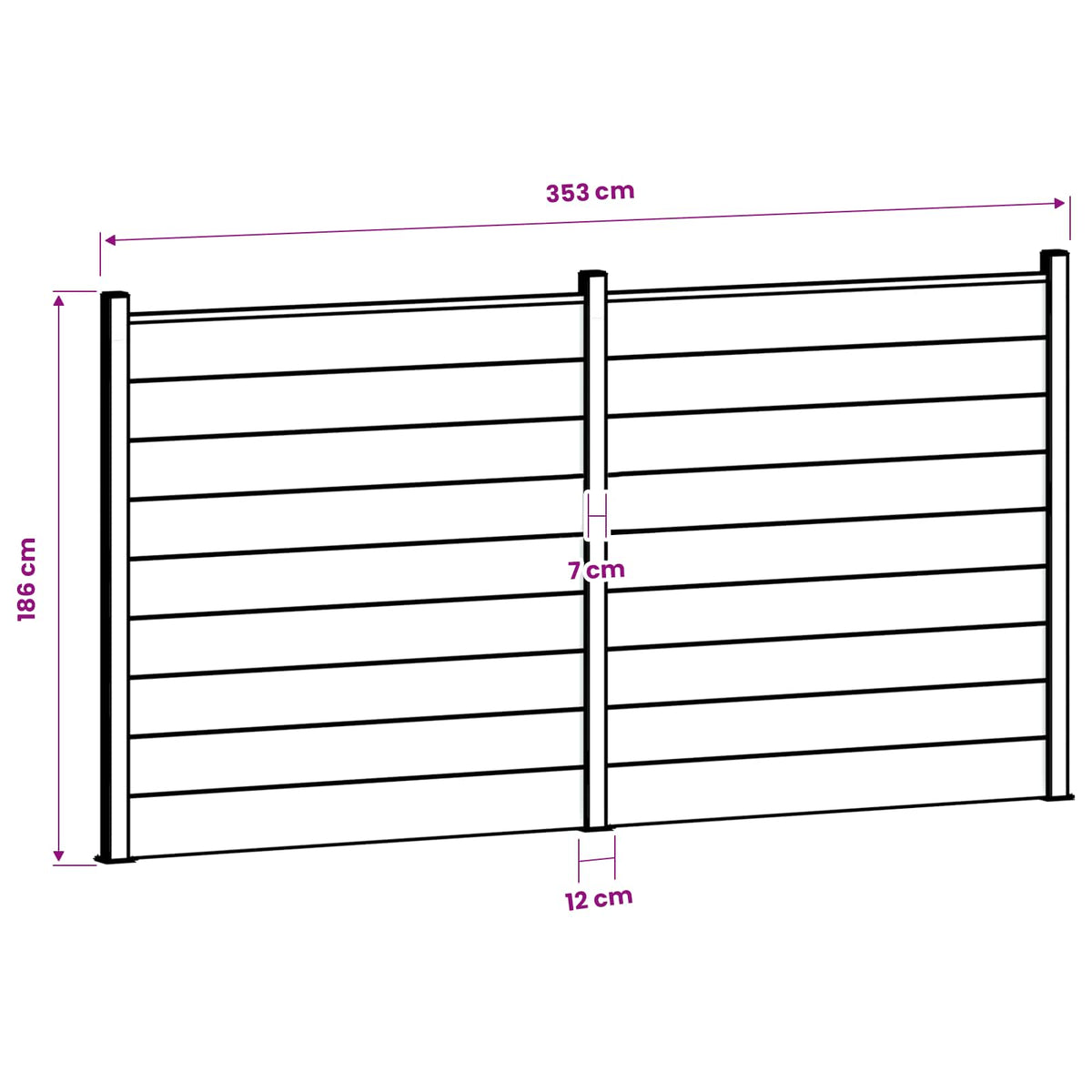 Fence Set 353 x 186 cm WPC and Aluminium Grey