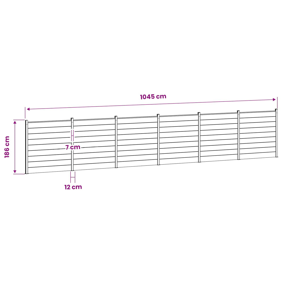 Fence Set 1045 x 186 cm WPC and Aluminium Grey