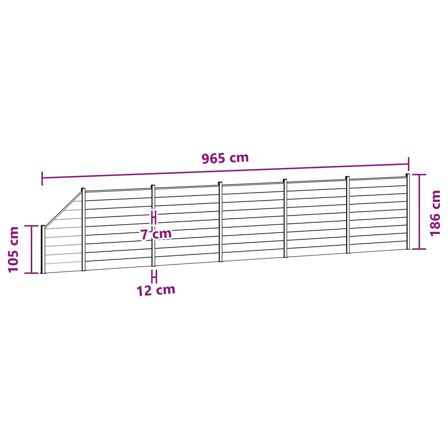 Fence Panel 6 pcs WPC and Aluminium Grey
