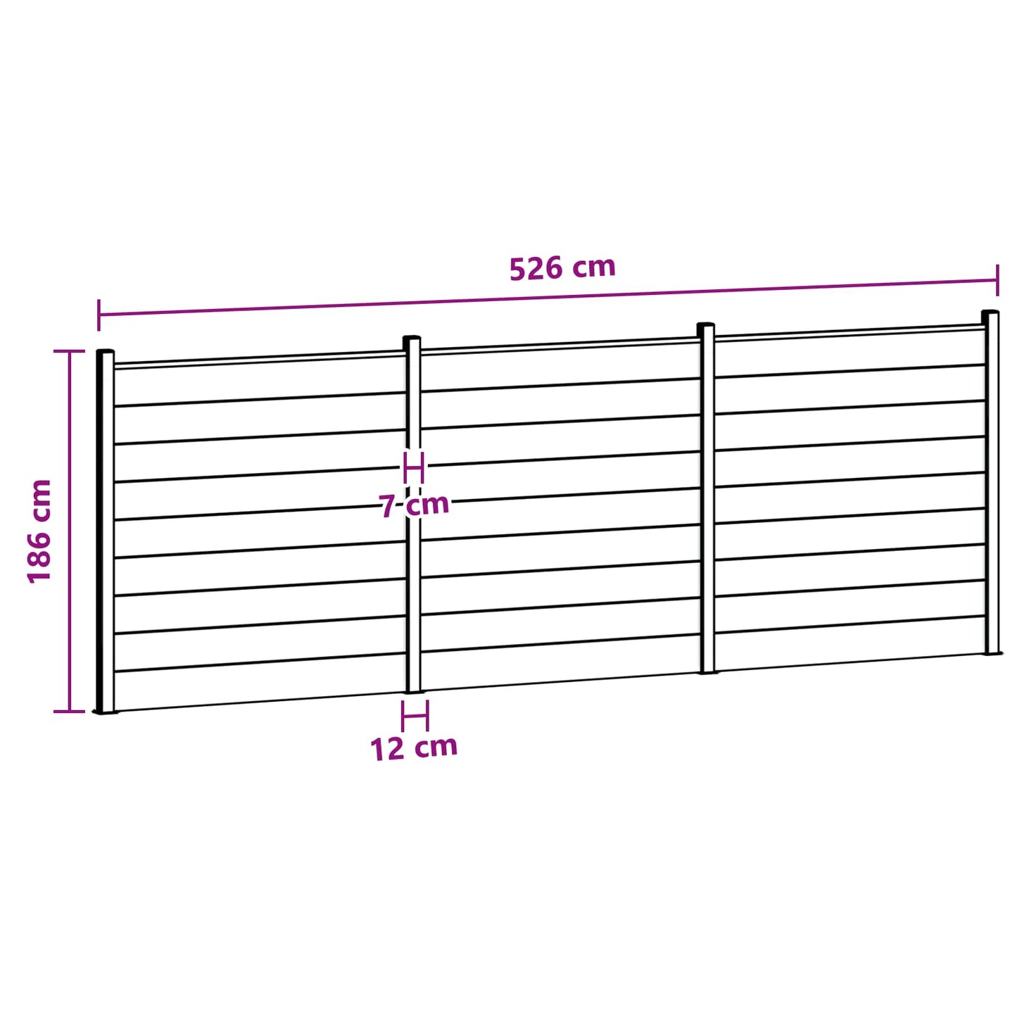 Fence Panel 3 pcs WPC and Aluminium Black