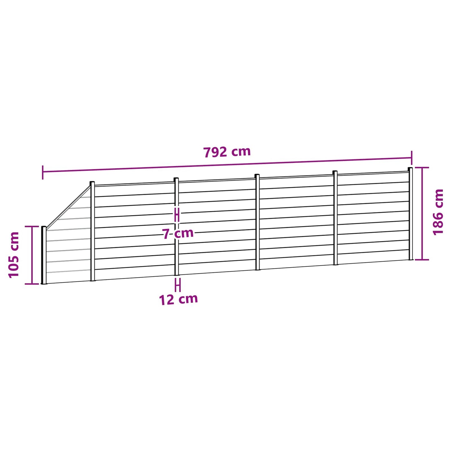 Fence Panel 5 pcs WPC and Aluminium Black