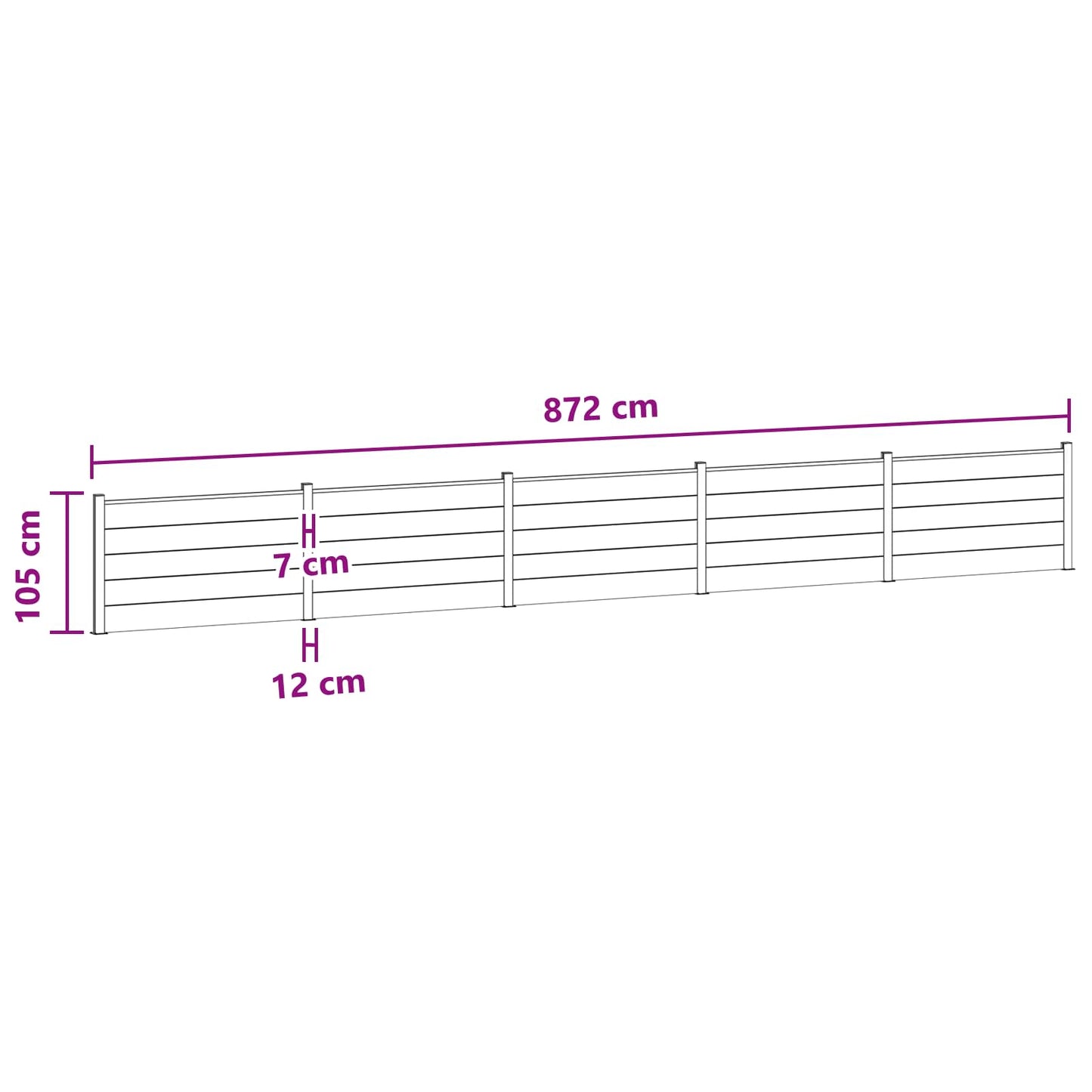 Fence Panel 5 pcs WPC and Aluminium Grey
