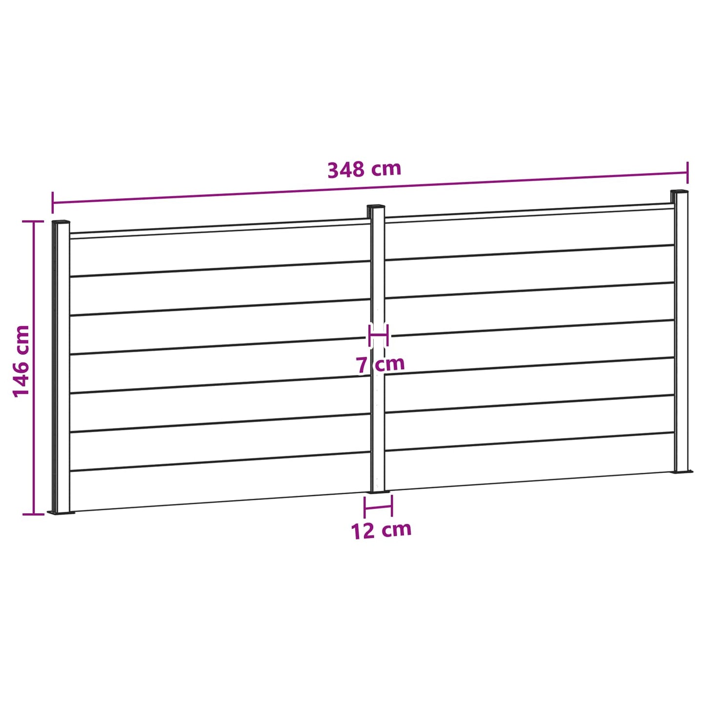 Fence Panel 2 pcs WPC and Aluminium Black