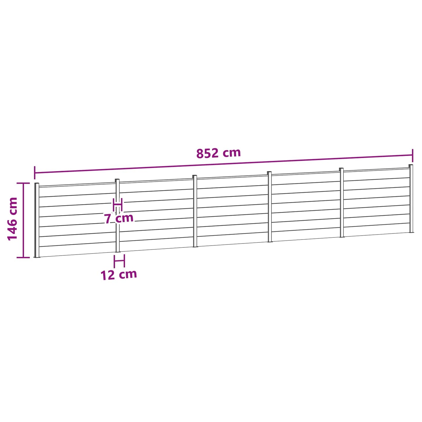 Fence Panel 5 pcs WPC and Aluminium Black