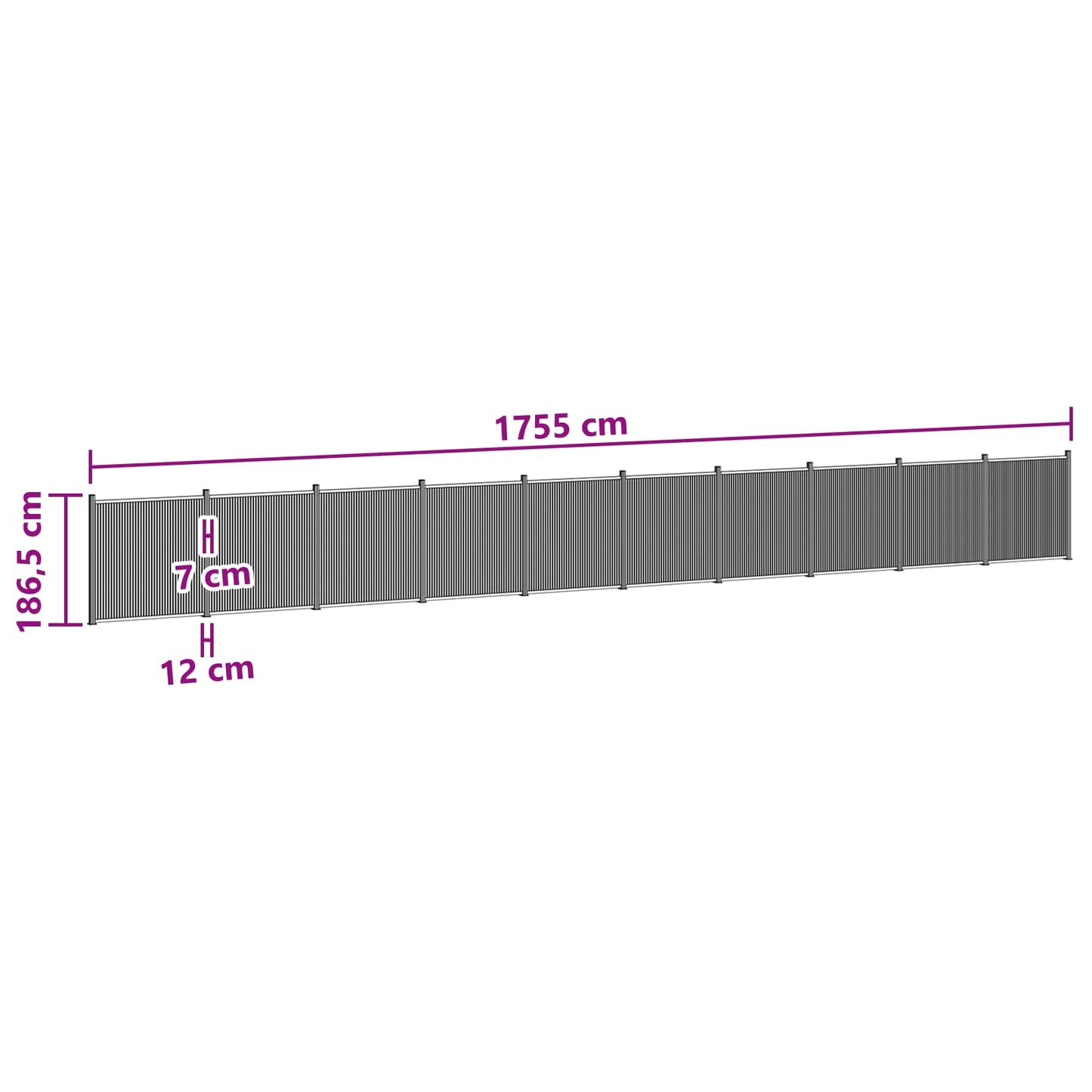 Fence Panel 10 pcs 1755 x 186.5 cm WPC and Aluminium Black