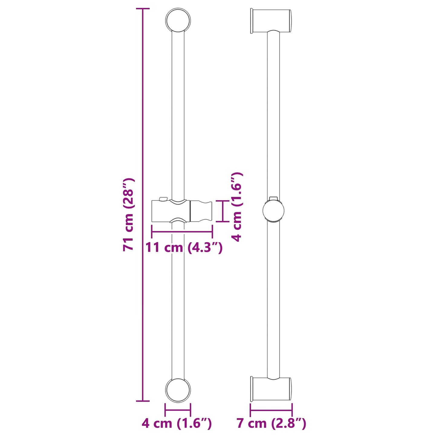 Shower Head Holder Chrome 70 cm Stainless Steel